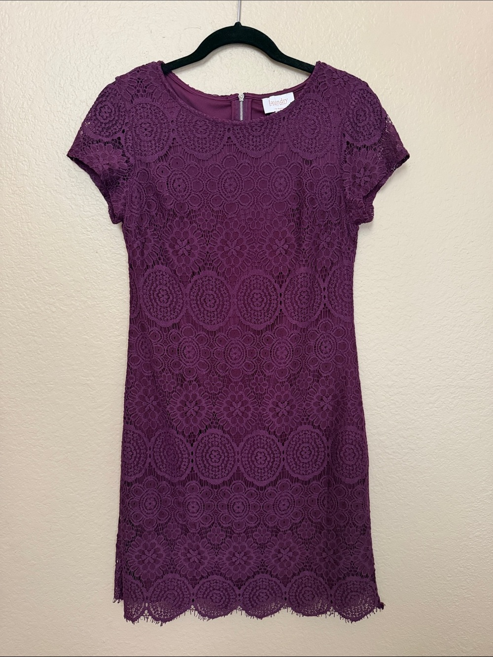 Burgundy Plum Crochet Lace Sheath Dress- Size 4